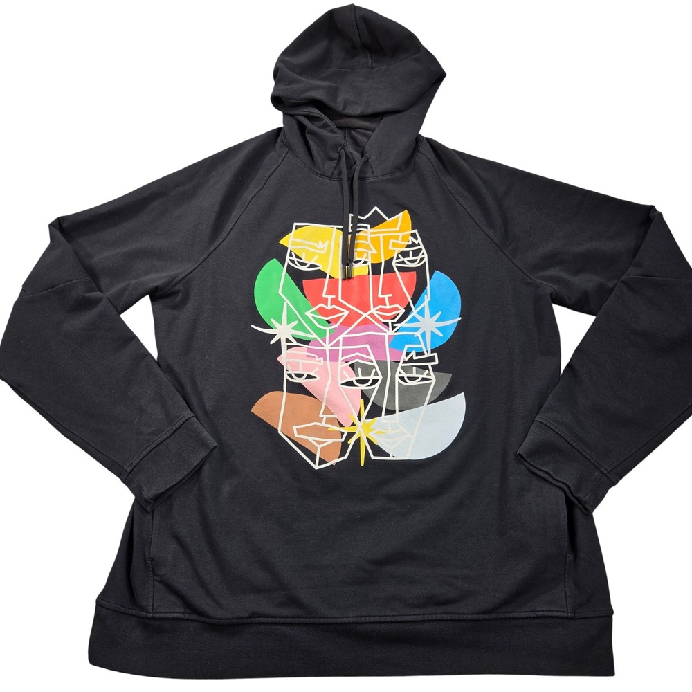 Lululemon City Sweat Pullover Hoodie Mens XL Black Pride Abstract Face Graphic